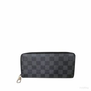 Authentic Louis Vuitton Zippy Vertical Damier Graphite Canvas Long Wallet